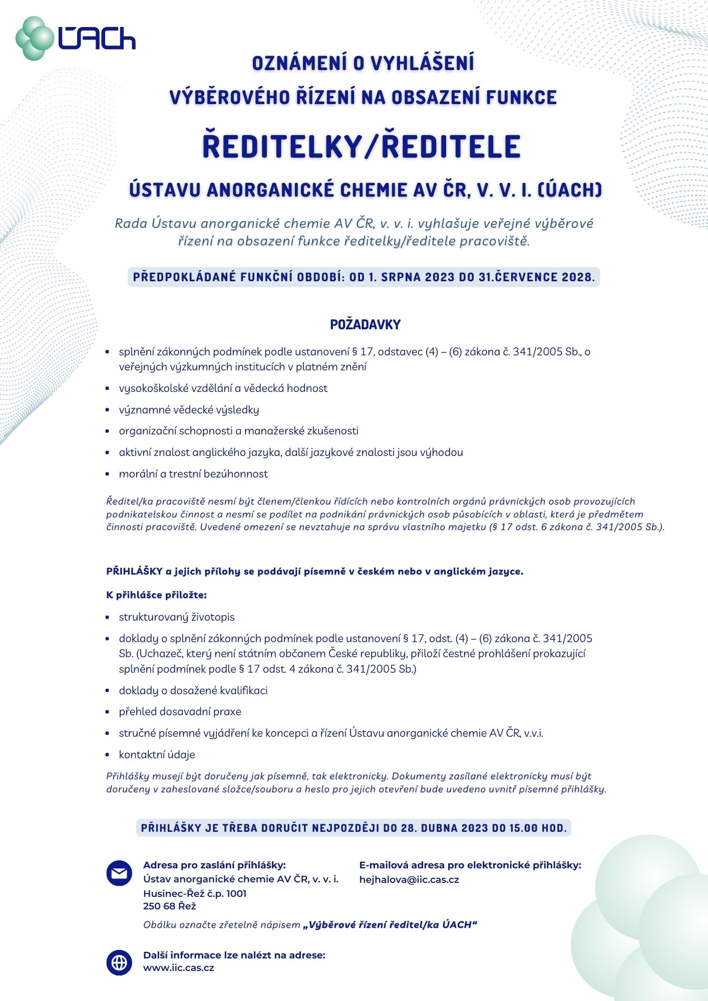 Inzerat – Reditel UACH