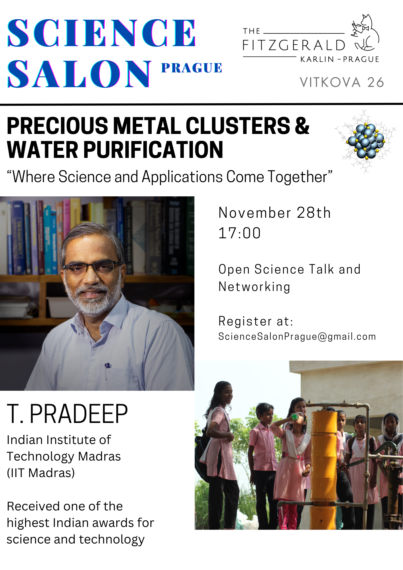 Flyer_Prof.Pradeep_IIT Madras_ScienceSalonPrague_Nov. 28th_2023