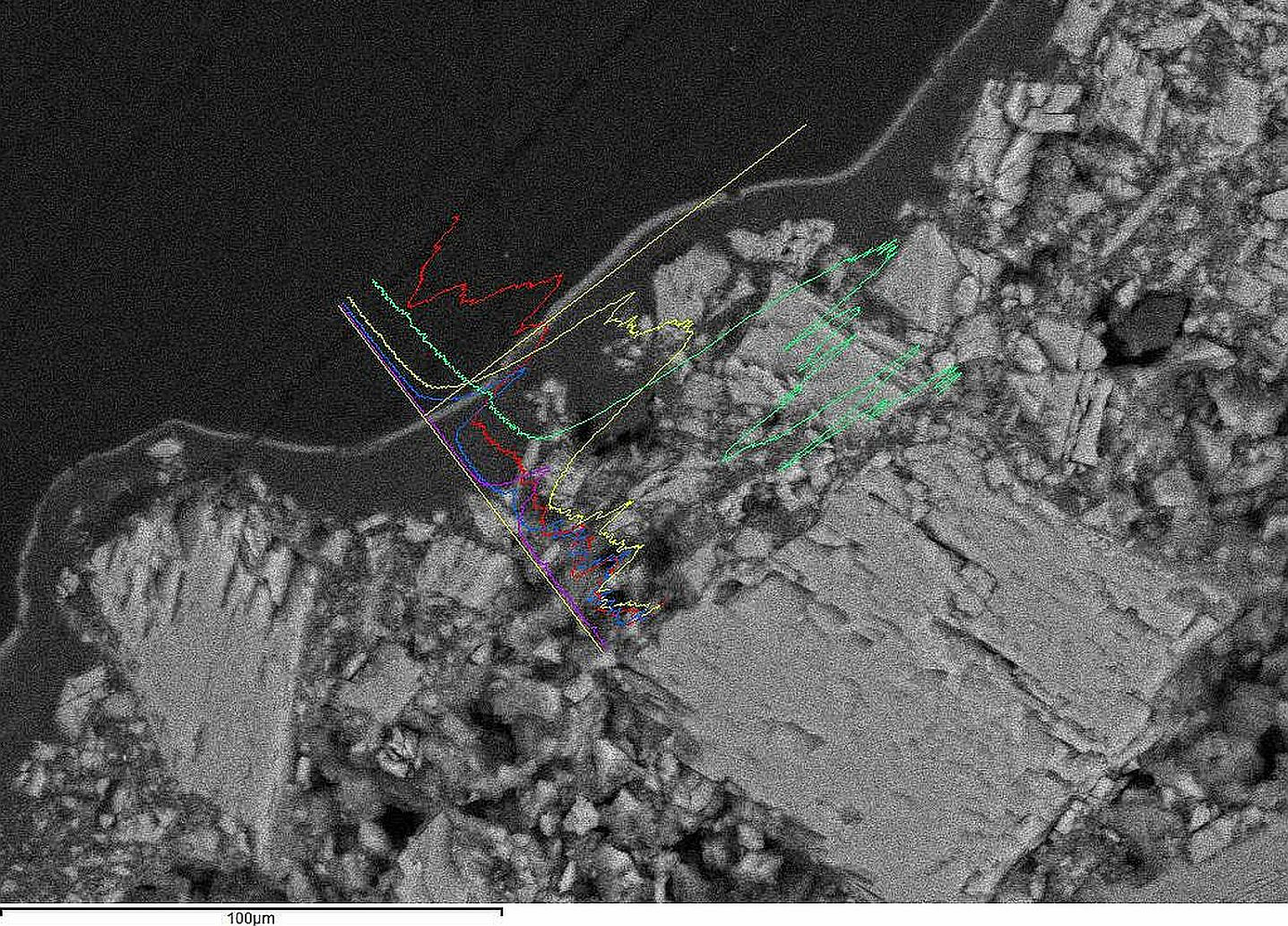Fig. 1: SEM image of a cross-section of the photocatalytically active layer